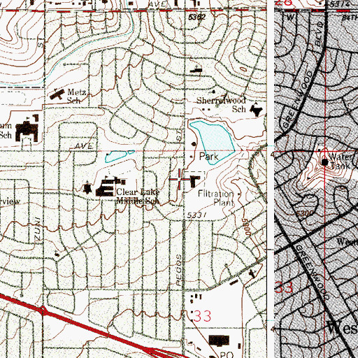 Topographic Map of Roush School (historical), CO