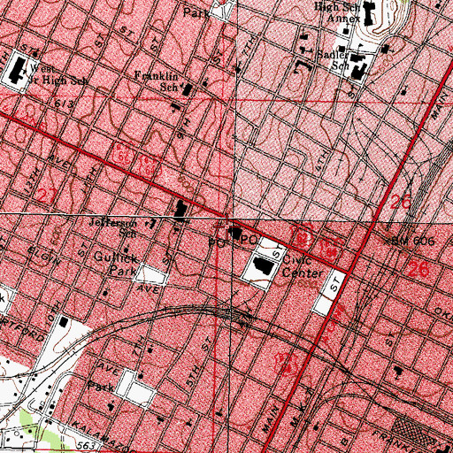 Topographic Map of Muskogee Post Office, OK