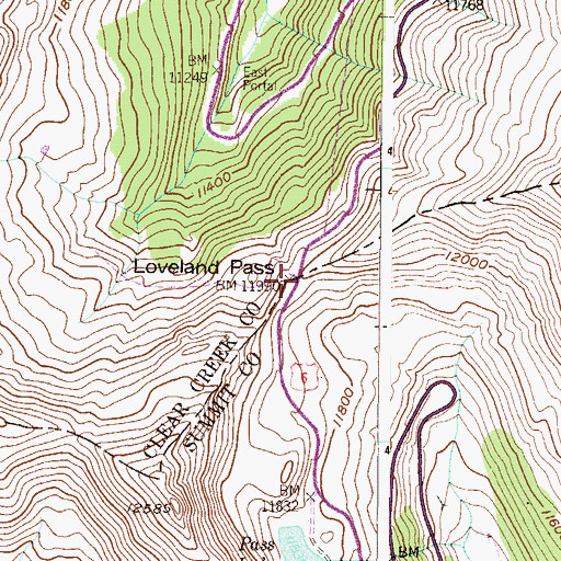 Topographic Map of Loveland Pass, CO