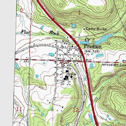 Topographic Map of Preston Post Office, OK