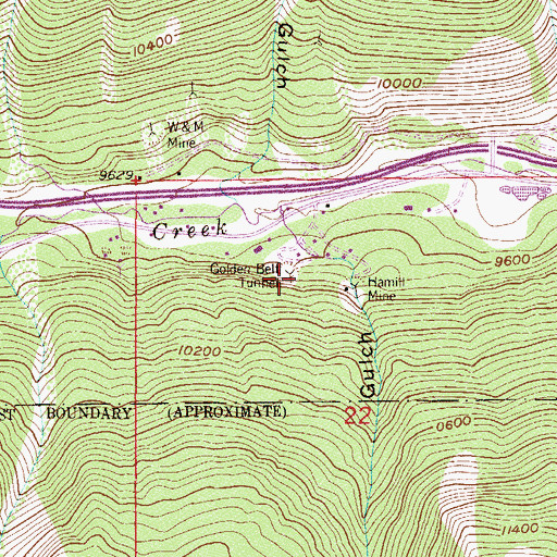 Topographic Map of Golden Belt Tunnel, CO