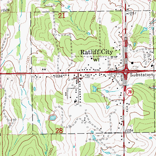 Topographic Map of Ratliff City Post Office, OK