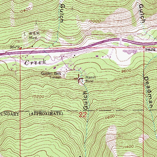 Topographic Map of Hamill Mine, CO