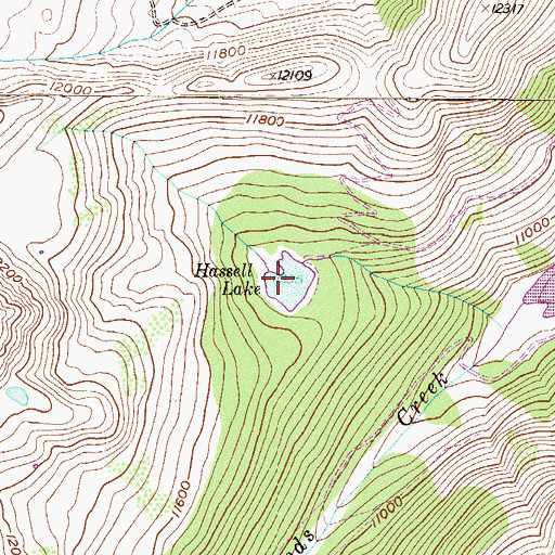Topographic Map of Hassell Lake, CO