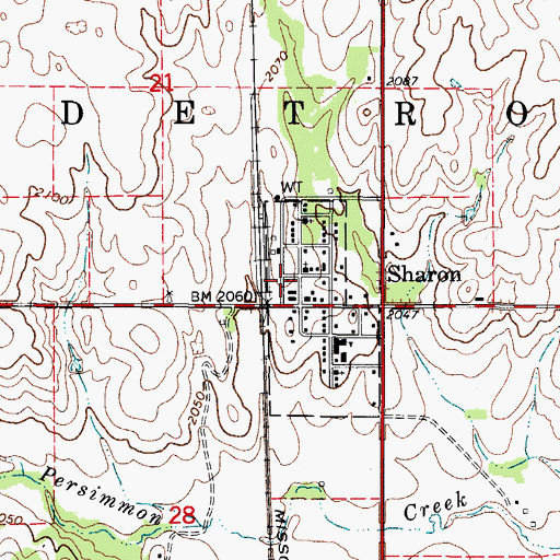 Topographic Map of Sharon Post Office, OK