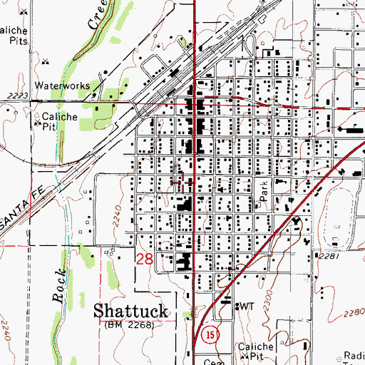 Topographic Map of Shattuck Post Office, OK