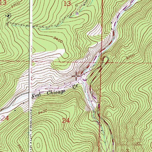 Topographic Map of West Chicago Creek, CO