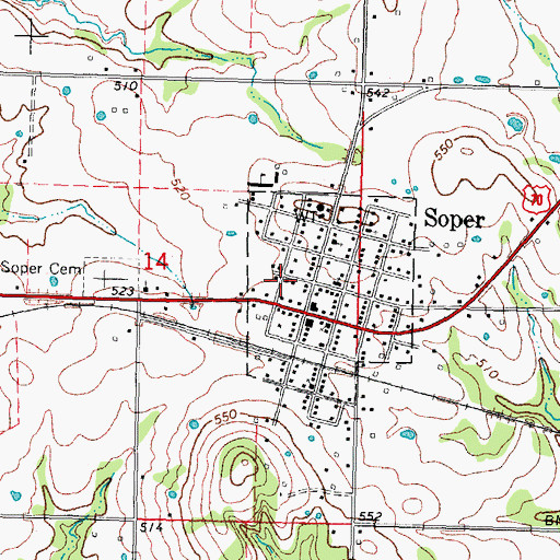 Topographic Map of Soper Post Office, OK