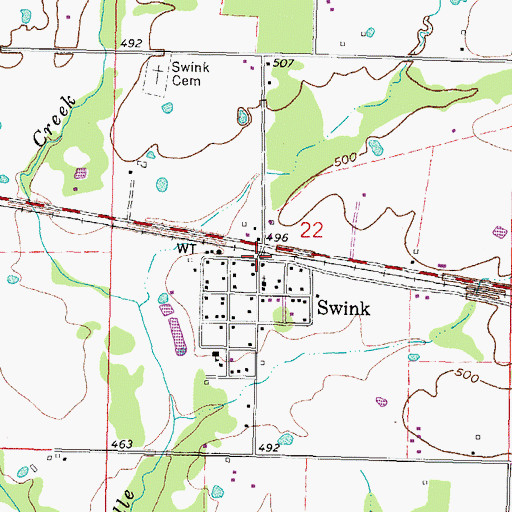 Topographic Map of Swink Post Office, OK