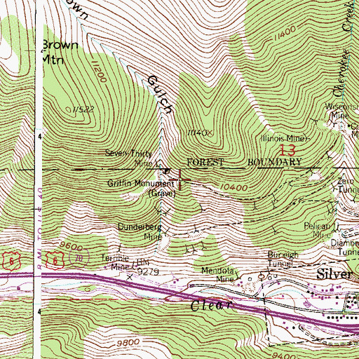 Topographic Map of Griffin Monument, CO