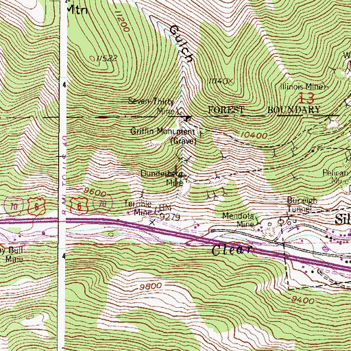 Topographic Map of Dunderberg Mine, CO