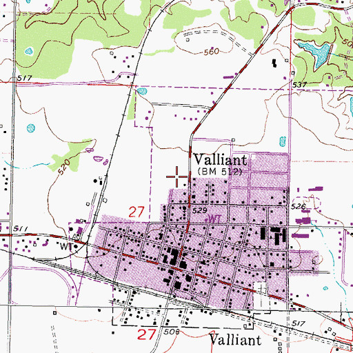 Topographic Map of Valliant Post Office, OK