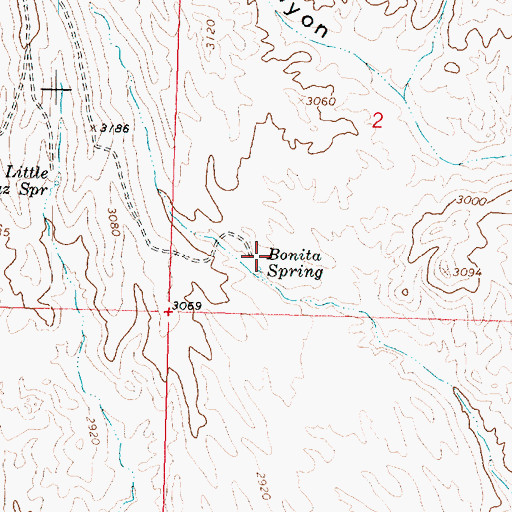 Topographic Map of Bonita Spring, AZ