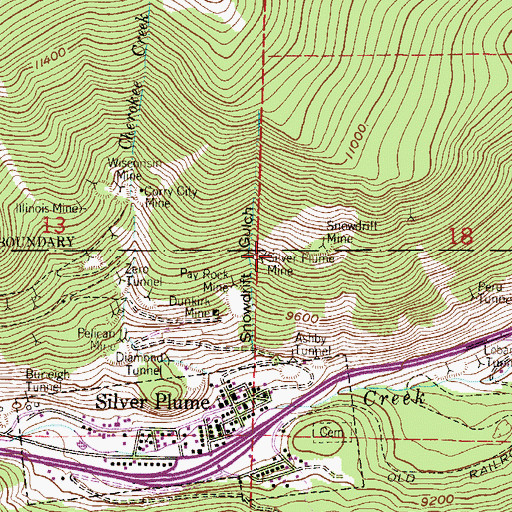 Topographic Map of Silver Plume Mine, CO