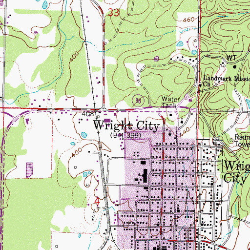 Topographic Map of Wright City Post Office, OK
