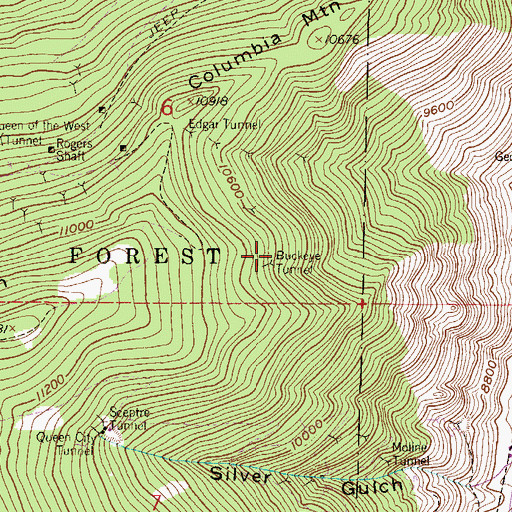 Topographic Map of Buckeye Tunnel, CO