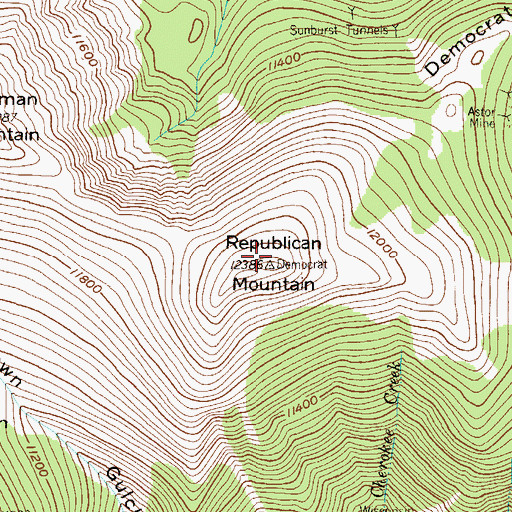 Topographic Map of Republican Mountain, CO