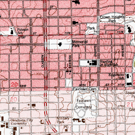 Topographic Map of Bishop John Carroll Cathedral School, OK