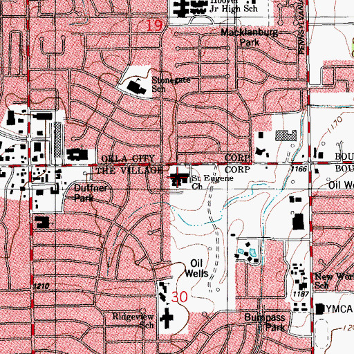 Topographic Map of Saint Eugene Catholic School, OK