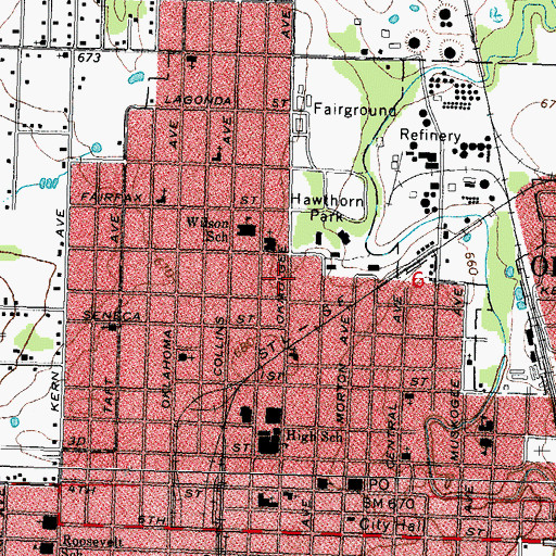 Topographic Map of Westside Elementary School, OK