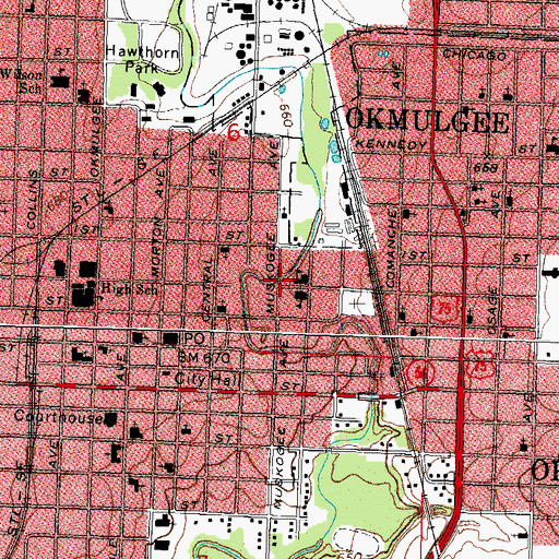 Topographic Map of Banneker Kindergarten, OK