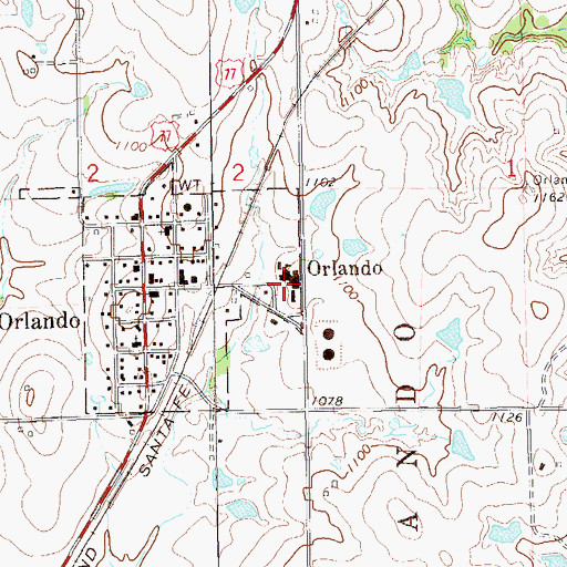 Topographic Map of Mulhall - Orlando High School, OK