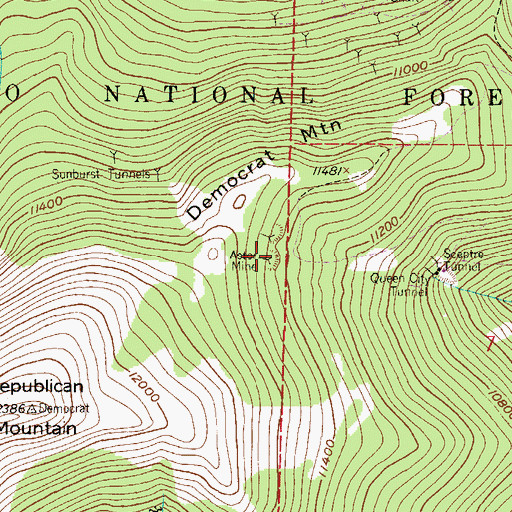 Topographic Map of Astor Mine, CO