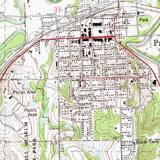Topographic Map of Pawnee High School, OK