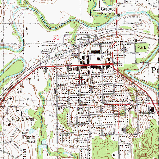 Topographic Map of Pawnee Elementary School, OK