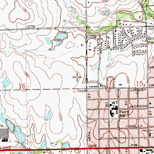 Topographic Map of Perry Upper Elementary School, OK