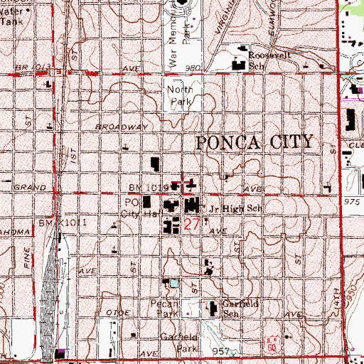 Topographic Map of East Middle School, OK