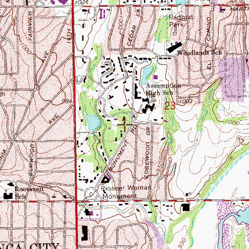 Topographic Map of Ponca City Kindergarten, OK