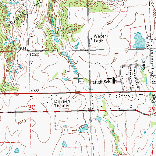 Topographic Map of Prague Middle School, OK