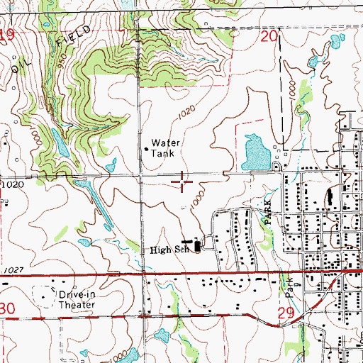 Topographic Map of Prague Elementary School, OK