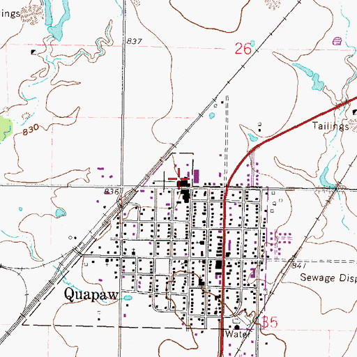 Topographic Map of Quapaw High School, OK