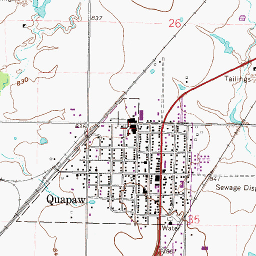 Topographic Map of Quapaw Middle School, OK