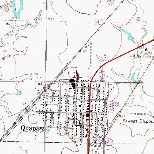 Topographic Map of Quapaw Elementary School, OK