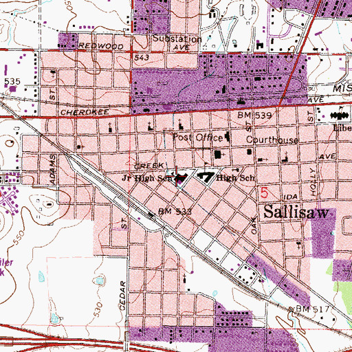 Topographic Map of Tommie Spear Middle School, OK