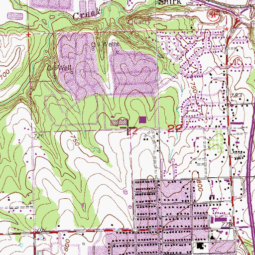 Topographic Map of Pratt Elementary School, OK