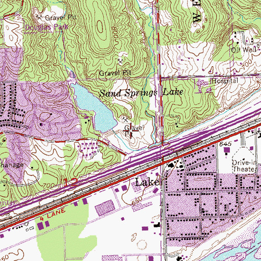 Topographic Map of Sand Springs Early Childhood Center, OK