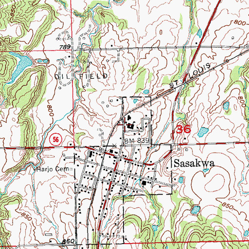 Topographic Map of Sasakwa Elementary School, OK