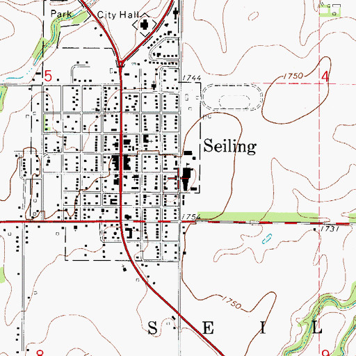 Topographic Map of Seiling Elementary School, OK