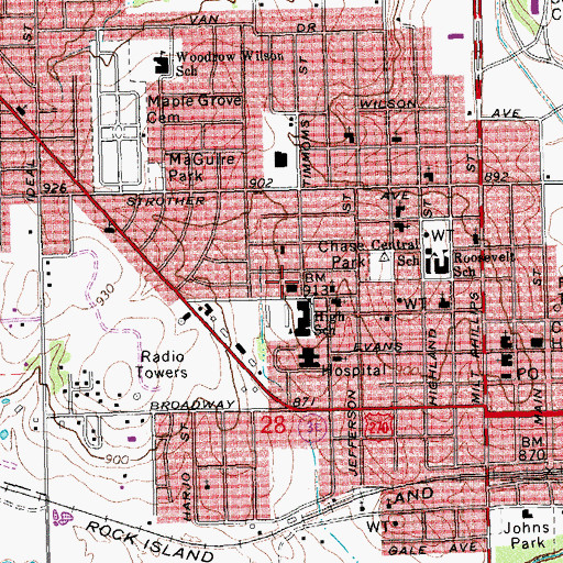 Topographic Map of Seminole Junior - Senior High School, OK