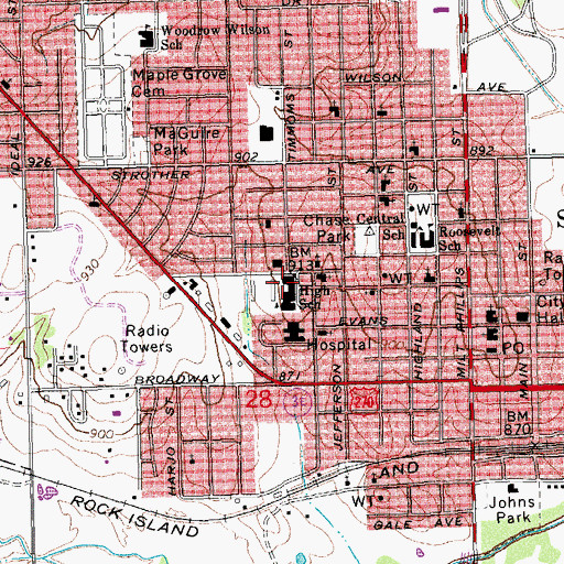 Topographic Map of Seminole Middle School, OK