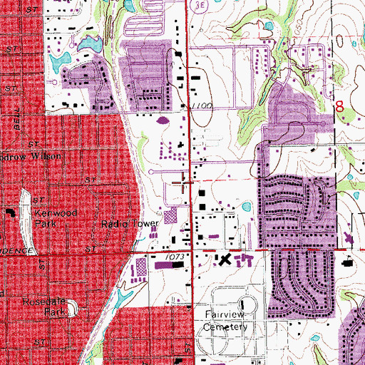 Topographic Map of Cooper Area Vocational College, OK