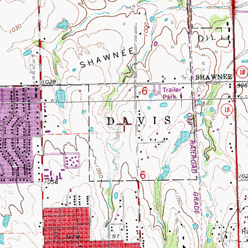 Topographic Map of Shawnee Middle School, OK