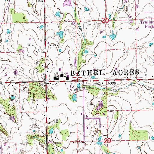 Topographic Map of Bethel Elementary School, OK