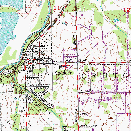 Topographic Map of Spencer Elementary School, OK