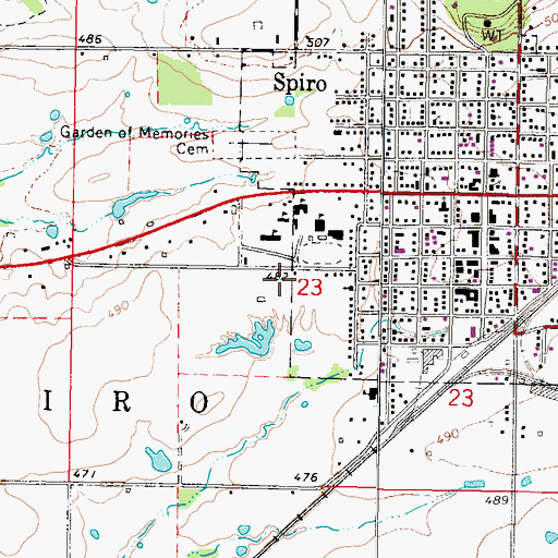 Topographic Map of Kiamichi Technology Center Spiro, OK