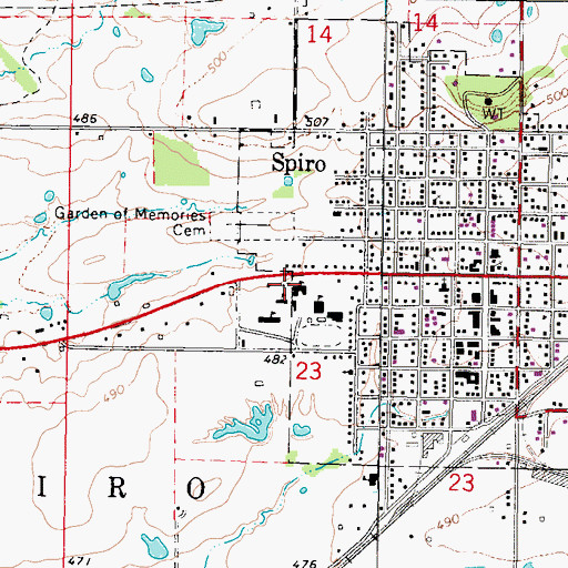 Topographic Map of Spiro High School, OK